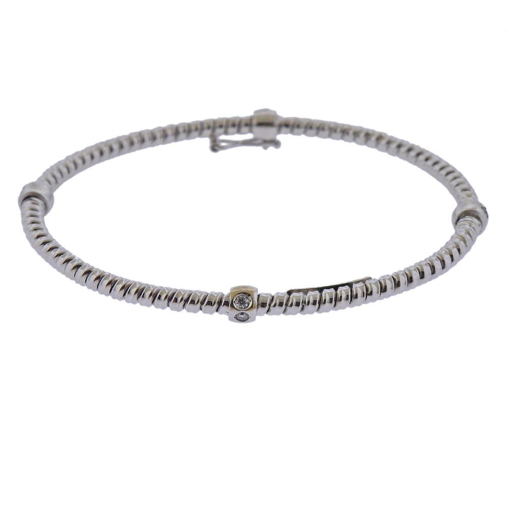 Italian 18k Gold Diamond Bangle Bracelet (1 of 3)