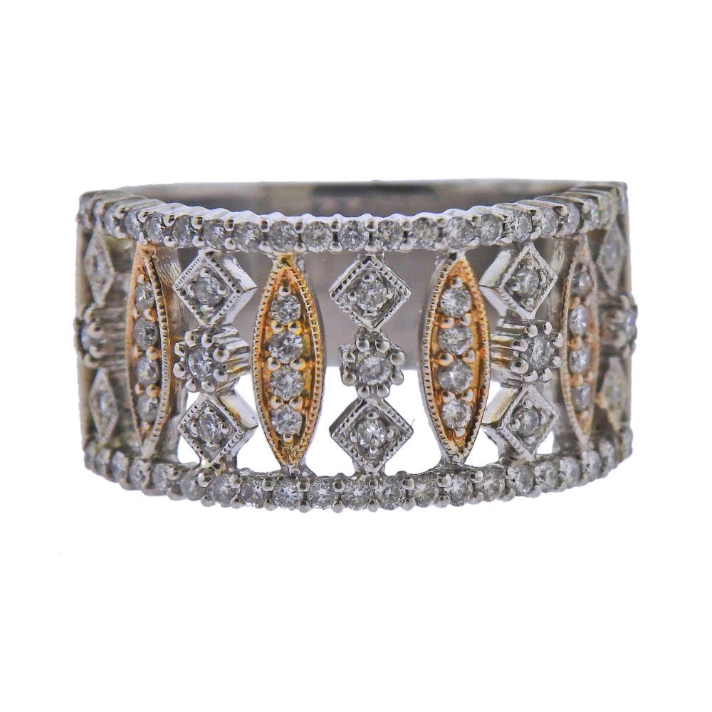 14k Gold Diamond Wide Band Ring (1 of 4)