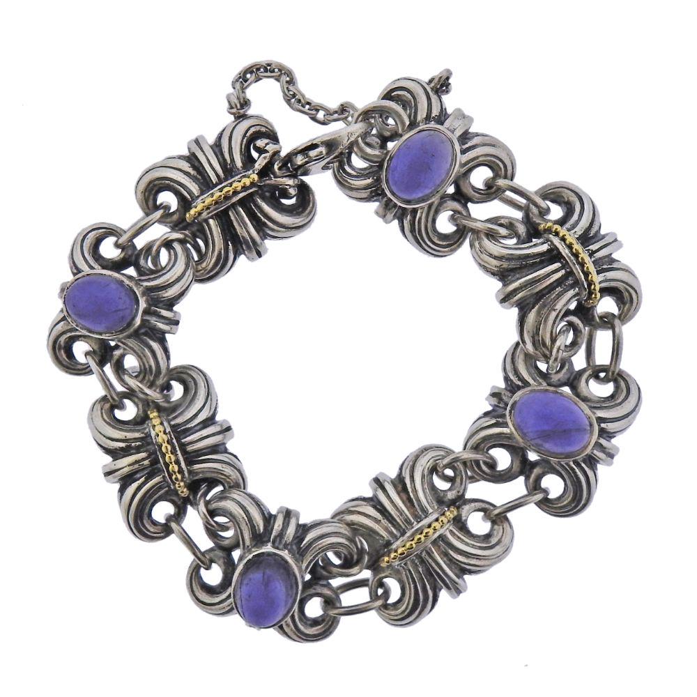 Lagos Caviar Sterling Silver 18k Gold Amethyst Bracelet (1 of 5)