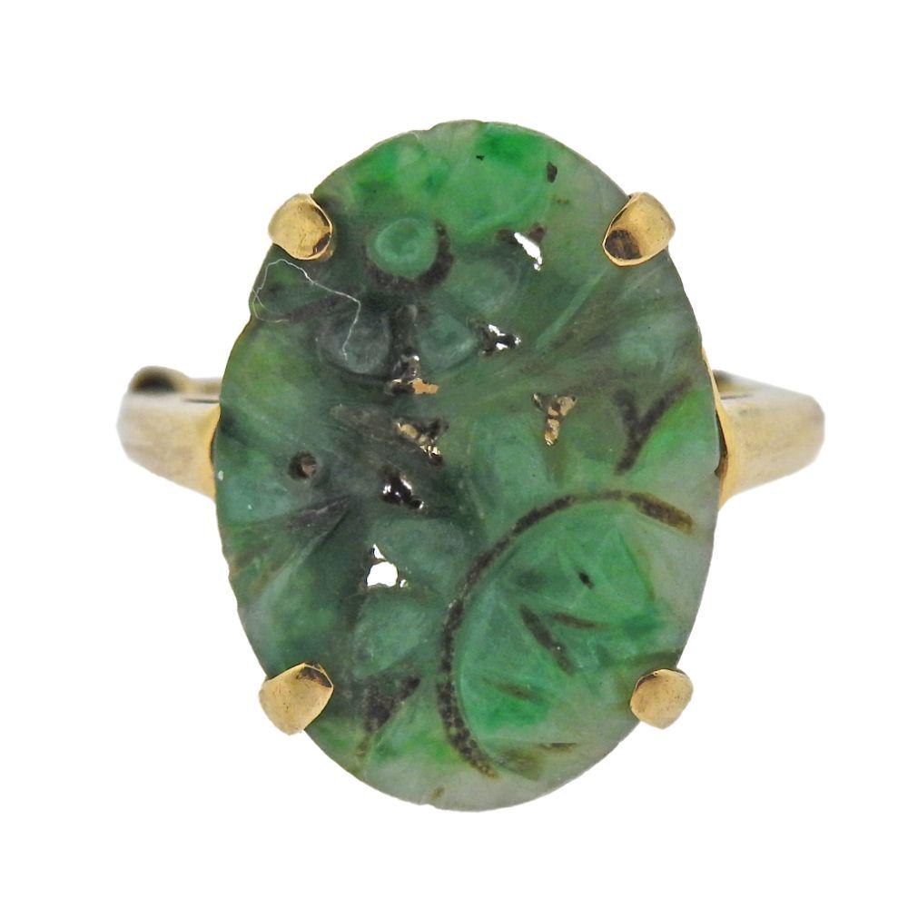 14K Gold Carved Jade Ring (1 of 3)