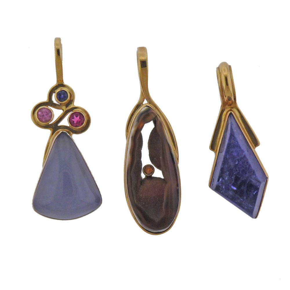 Lot of 14k Gold Gemstone Pendants (1 of 3)