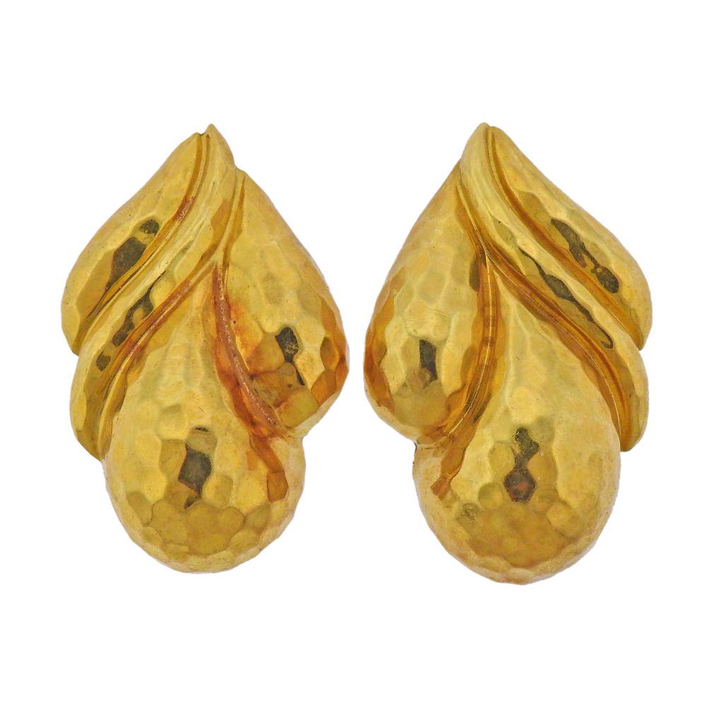 Henry Dunay 18k Gold Hammered Earrings (1 of 5)
