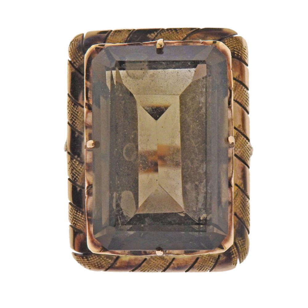 14k Gold Smoky Topaz Cocktail Ring (1 of 4)