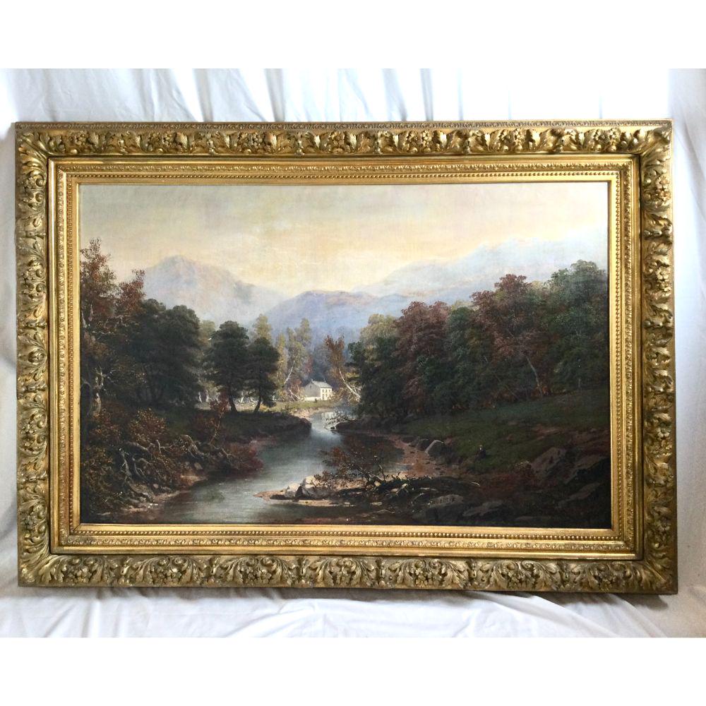 Large Paul Ritter Oil on Canvas Landscape Hudson River (1 of 11)