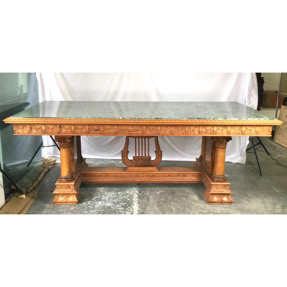 Circa 1900 Heavily Hand Carved Monumental Library Table (1 of 13)