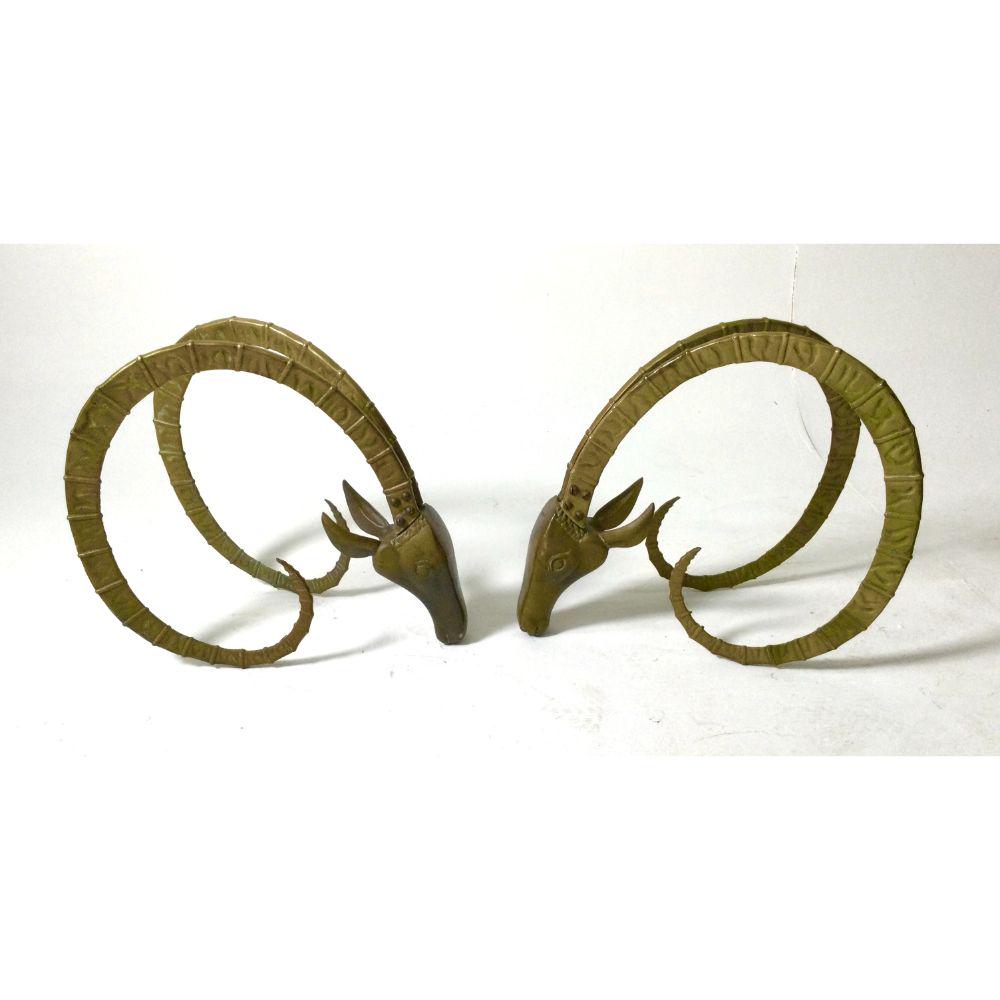 1970s Ibex Table Bases in Patinated Brass in the Style (1 of 5)