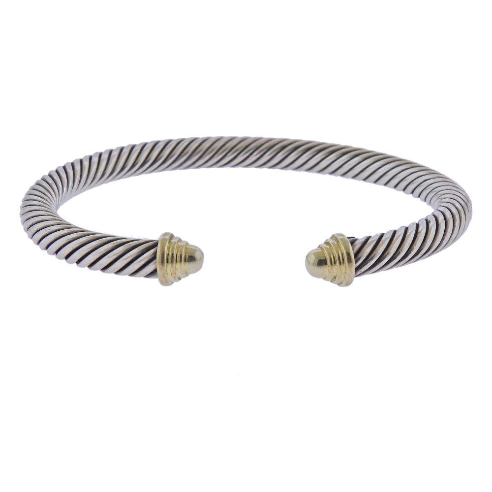David Yurman 14k Gold Sterling Silver Cable Bracelet (1 of 4)