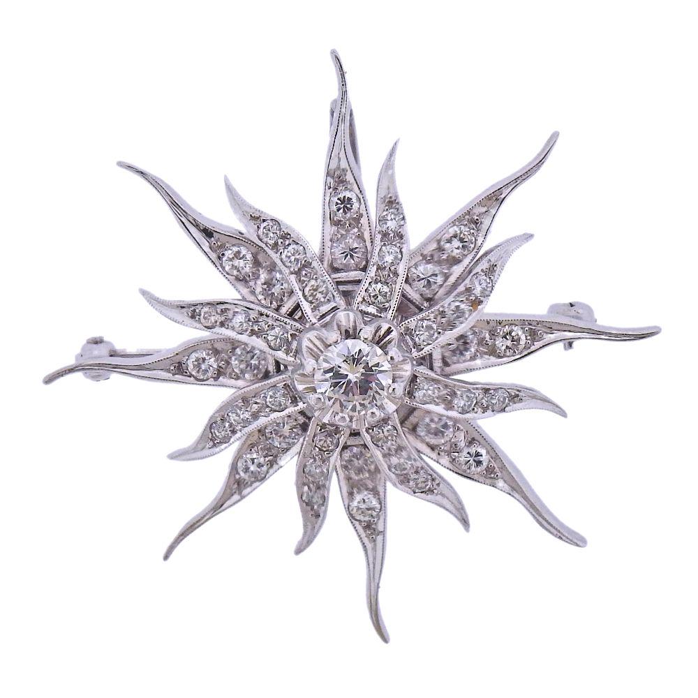 14k Gold Diamond Starburst Brooch Pendant (1 of 3)