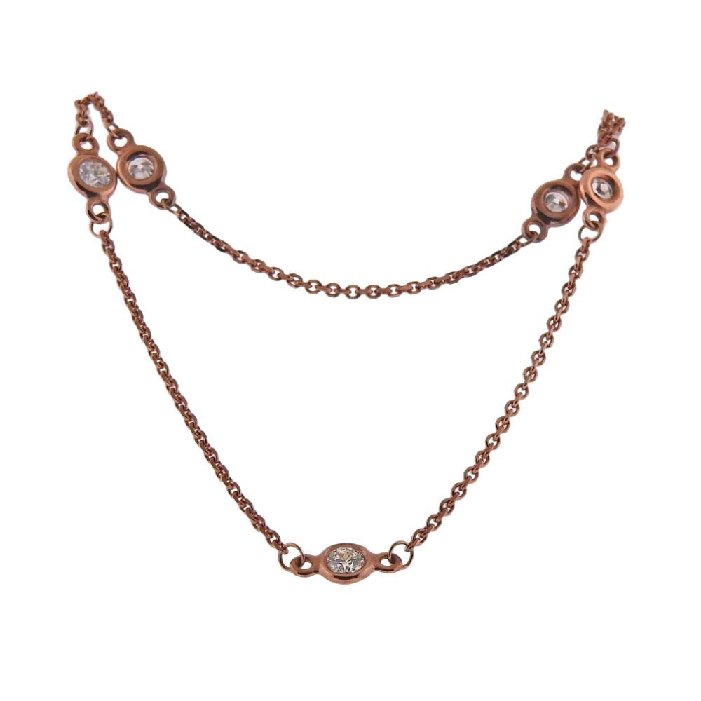 14k Rose Gold Diamond Long Necklace (1 of 3)