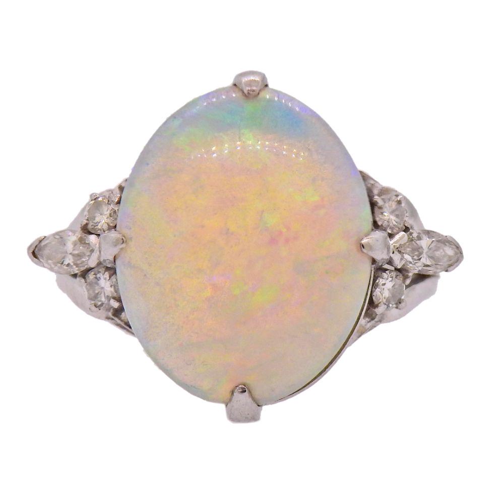 Platinum Opal Diamond Cocktail Ring (1 of 4)