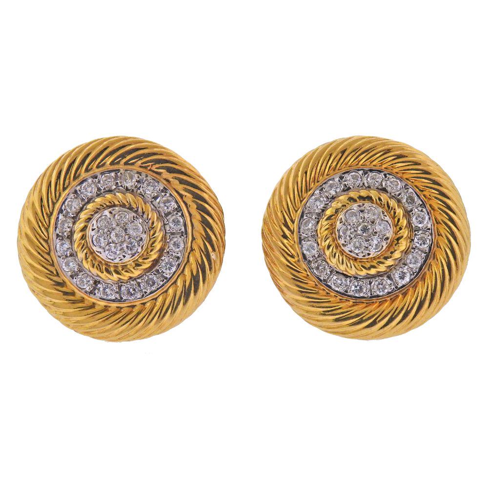 Italian 14k Gold Diamond Earrings (1 of 4)