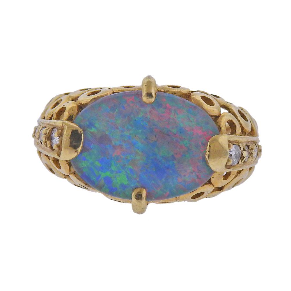 14k Gold Diamond Opal Ring (1 of 4)