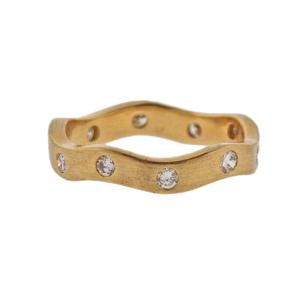 18k Gold Diamond Wave Band Ring (1 of 2)