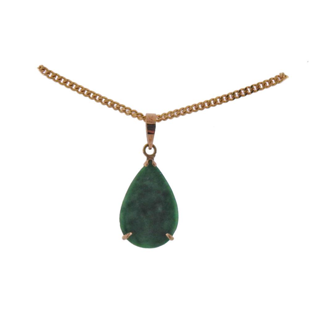14k Gold Teardrop Jade Pendant Necklace (1 of 5)