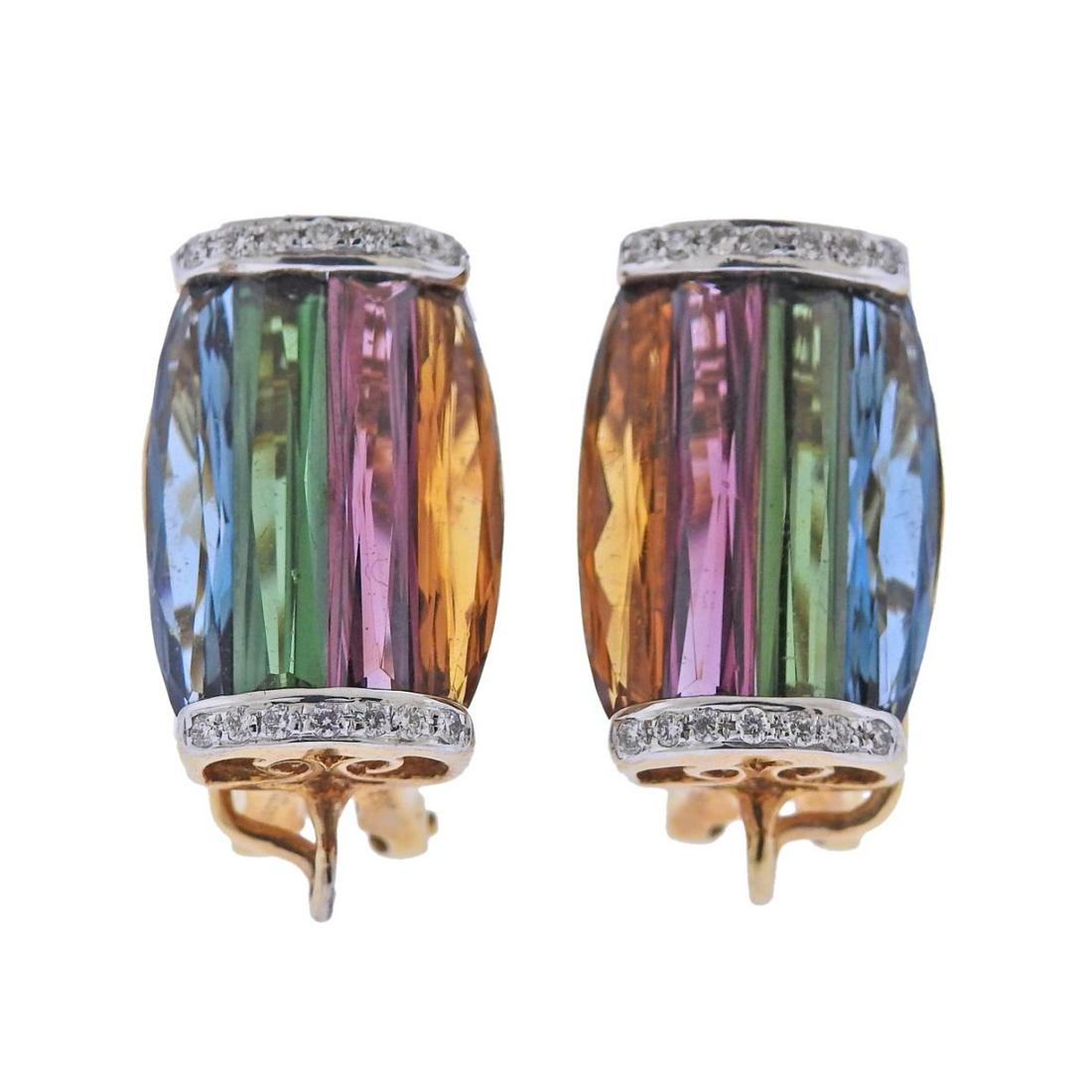Bellarri 18k Gold Diamond Gemstone Earrings (1 of 3)