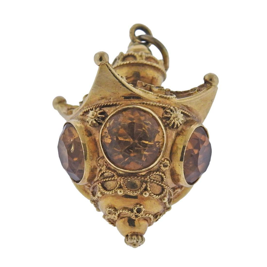 18k Gold Citrine Gemstone Charm Pendant (1 of 5)