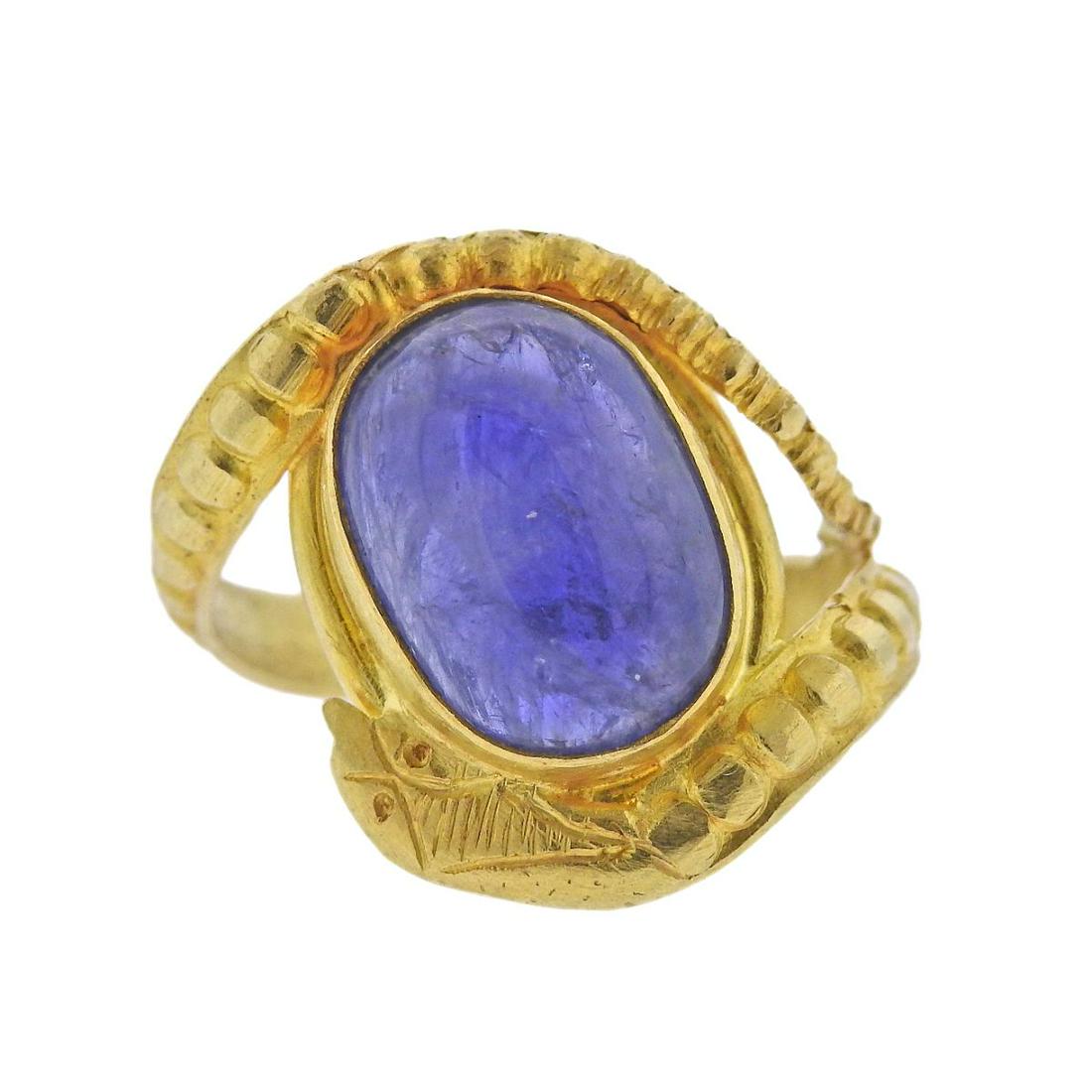 22K Gold 10.46ct Sapphire Snake Ring (1 of 4)