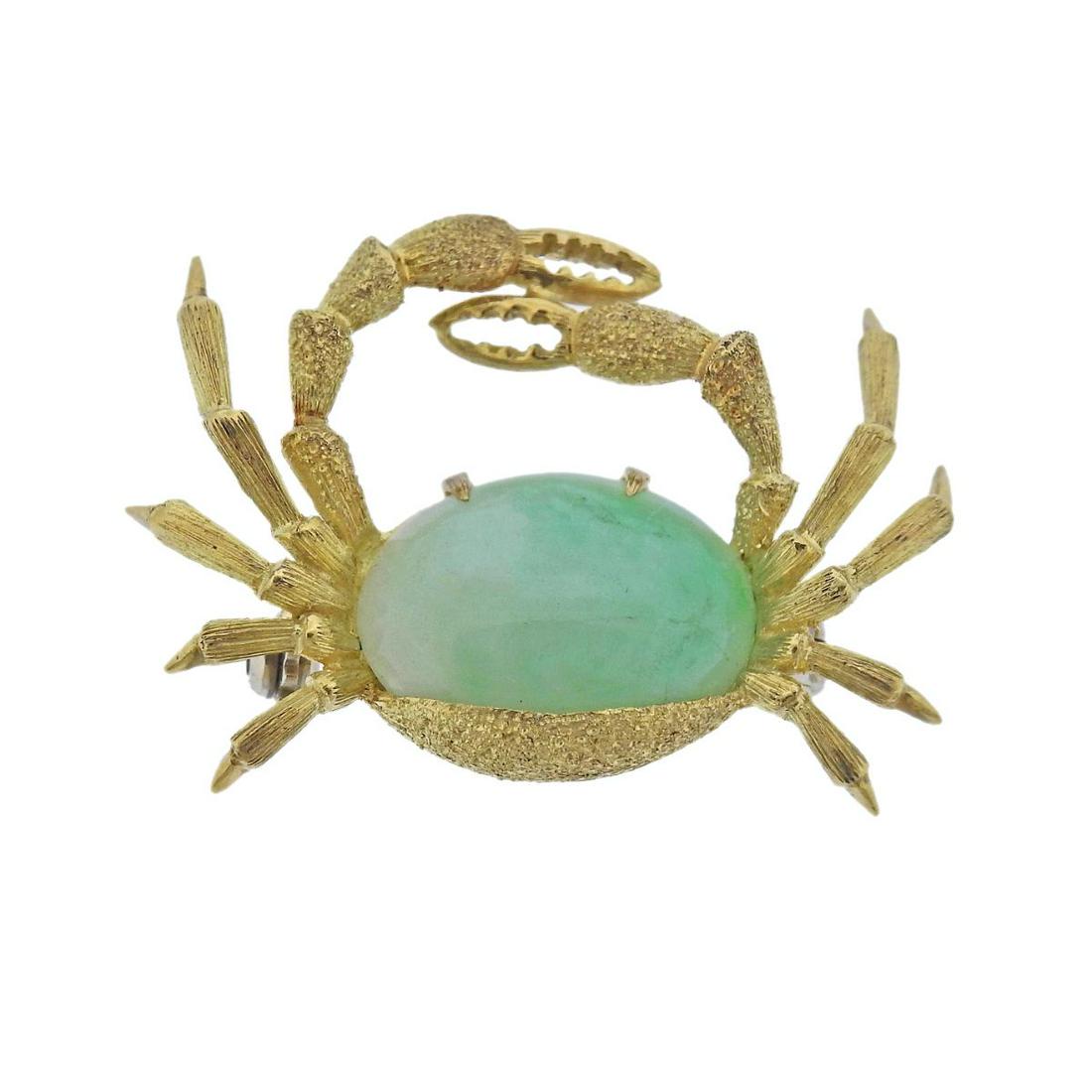 Buccellati 18k Gold Jade Crab Brooch Pin (1 of 3)