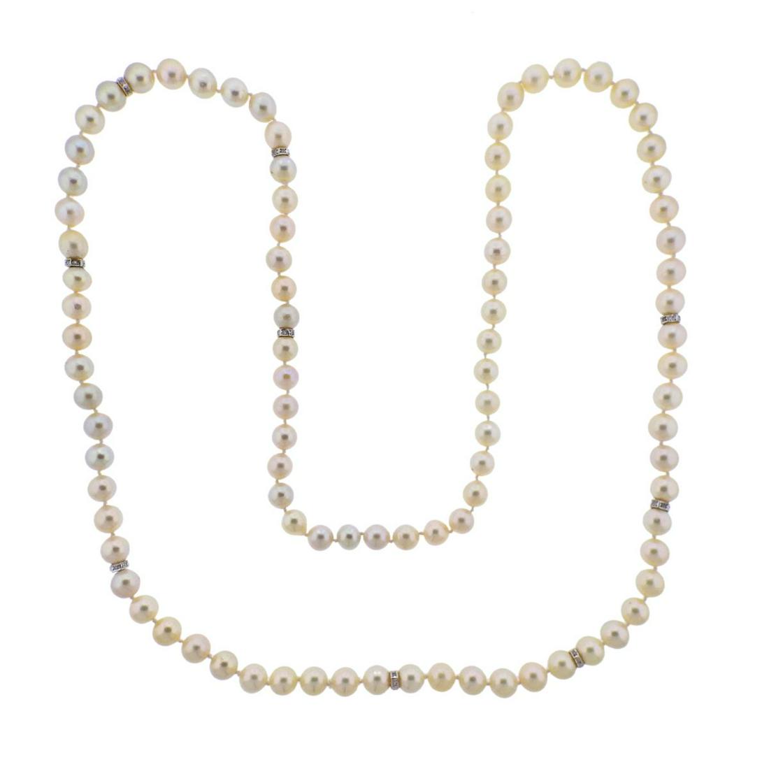 14K Gold Diamond Pearl Necklace (1 of 3)