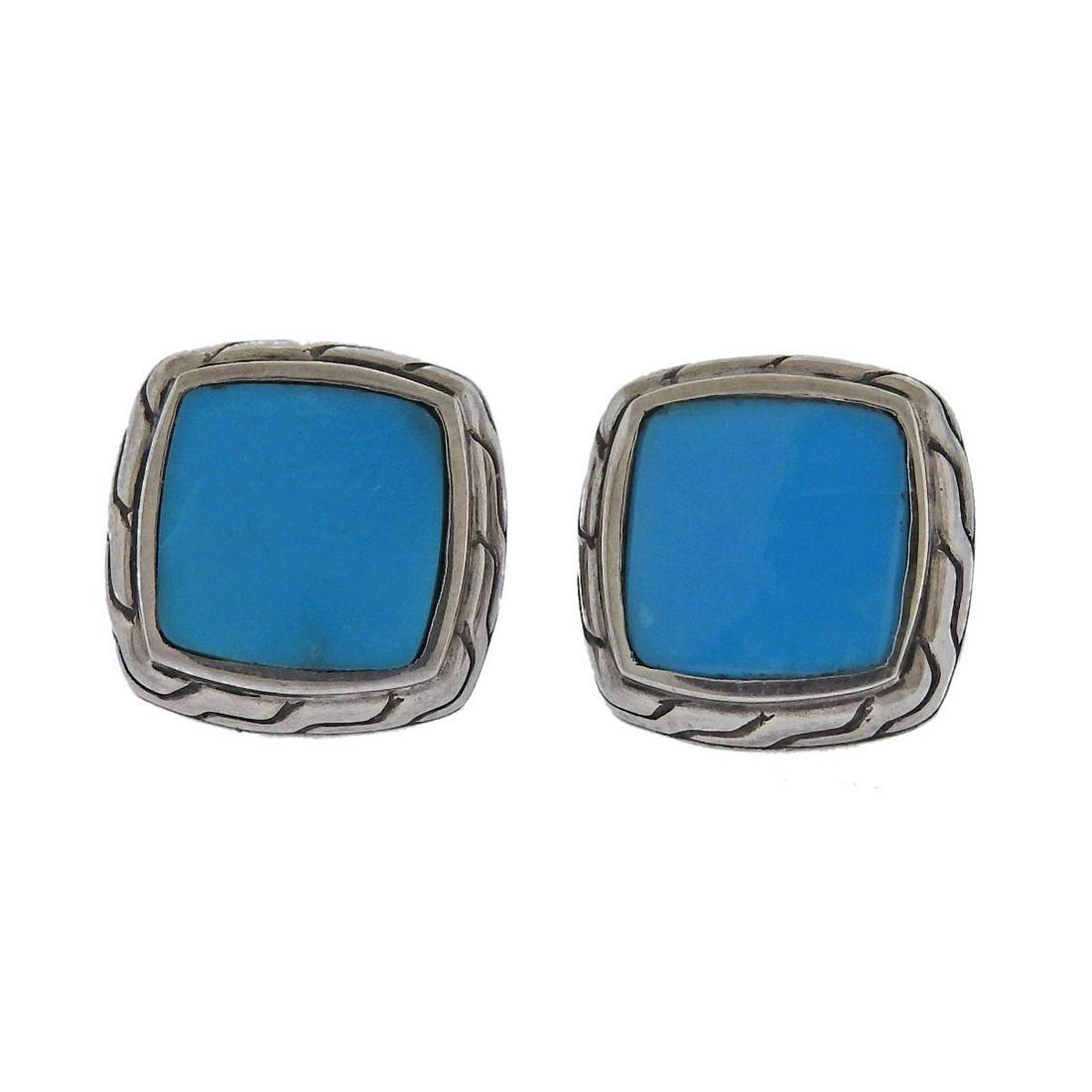 John Hardy Silver Turquoise Classic Chain Earrings (1 of 3)