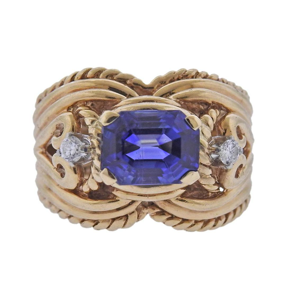 GIA No Heat 3.30ct Kashmir Sapphire 14k Gold Diamond (1 of 4)