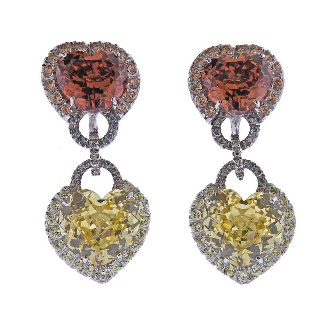 Andreoli 18k Gold Sapphire Gemstone Diamond Earrings (1 of 4)