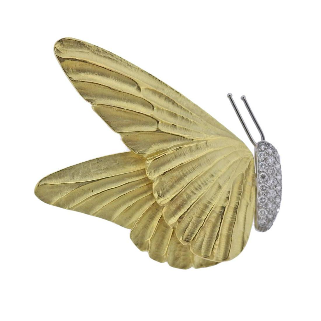 Marlene Stowe Platinum Gold Diamond Butterfly Brooch (1 of 4)