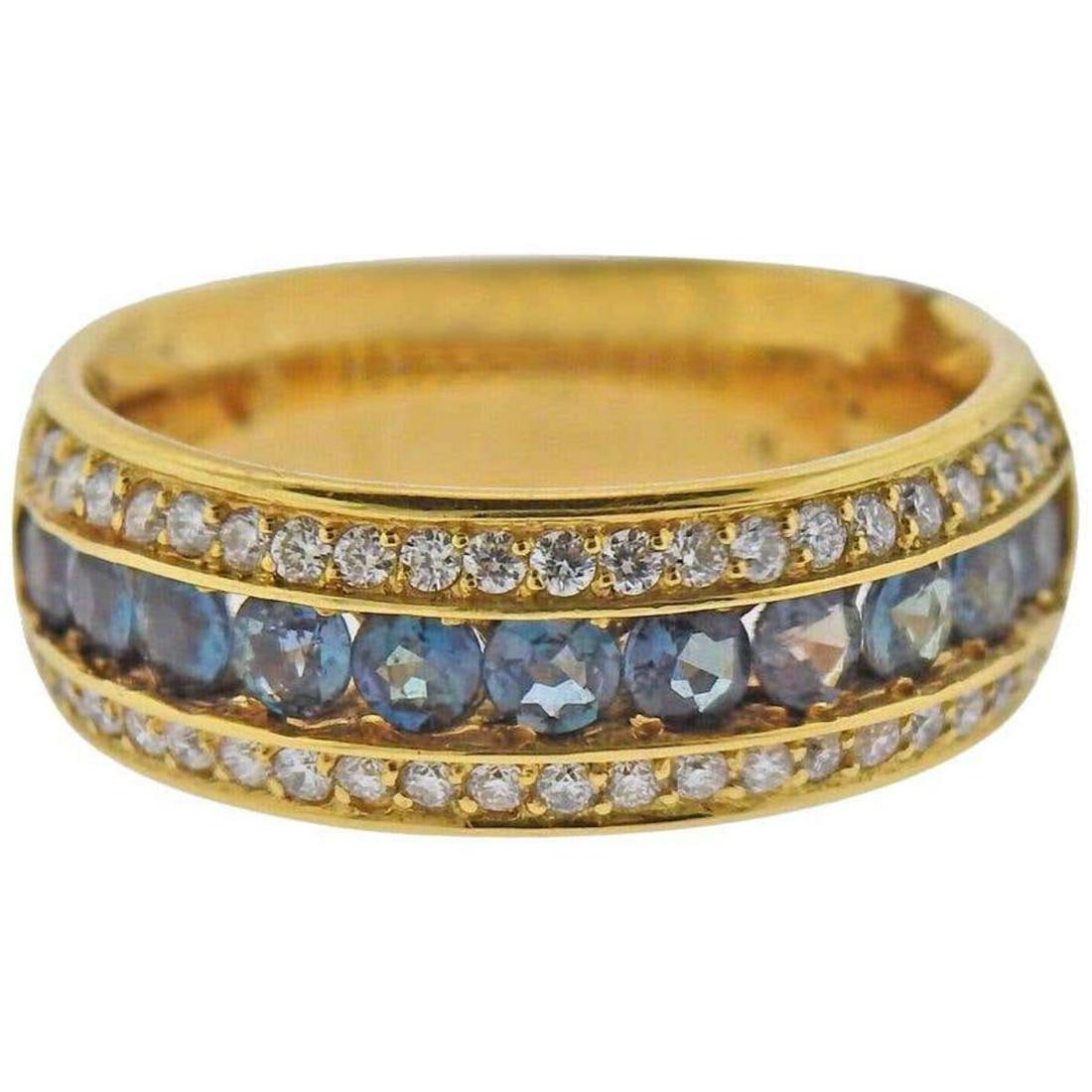 Mark Henry Alexandrite Diamond Gold Band Ring (1 of 5)