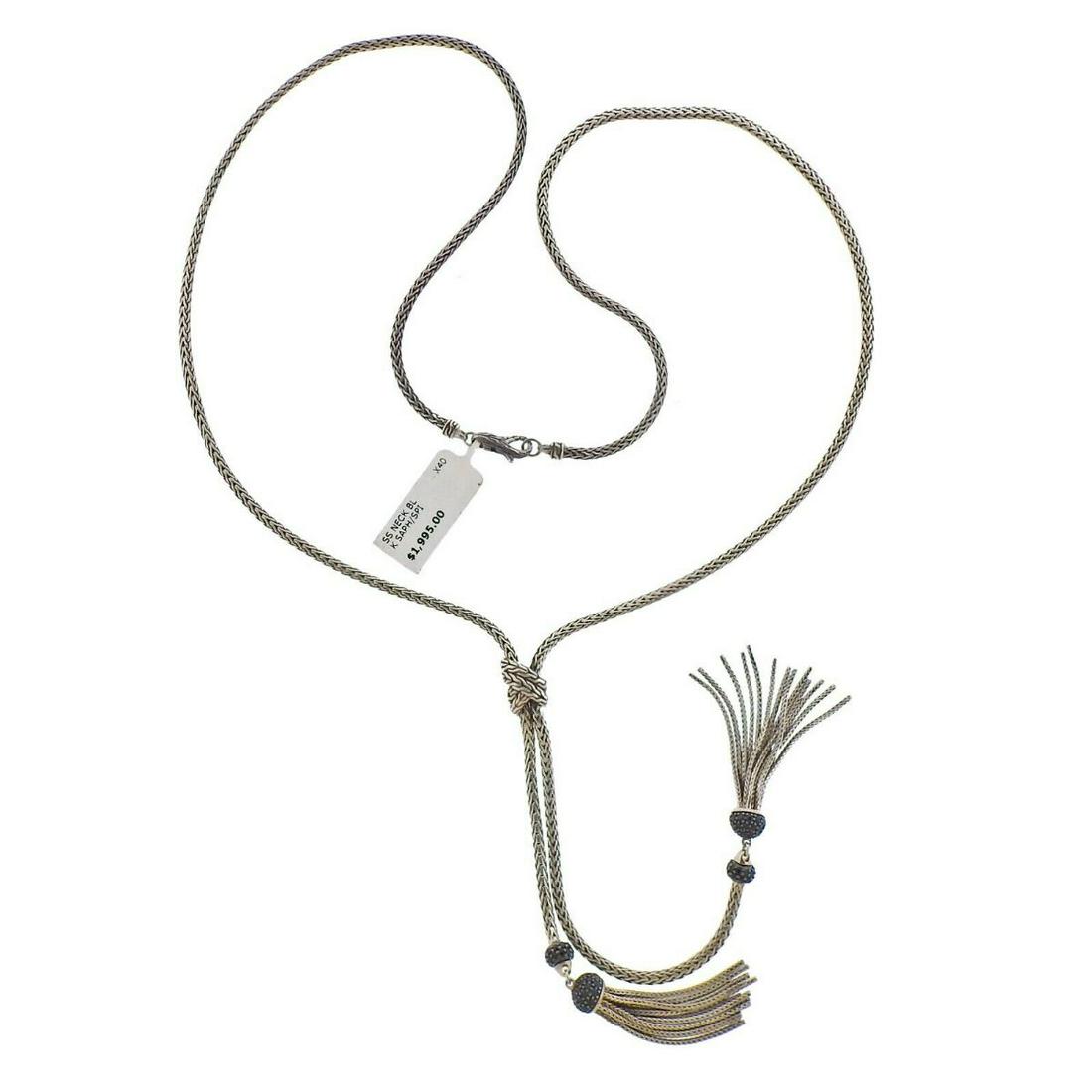 John Hardy Silver Black Sapphire Tassel Necklace (1 of 4)