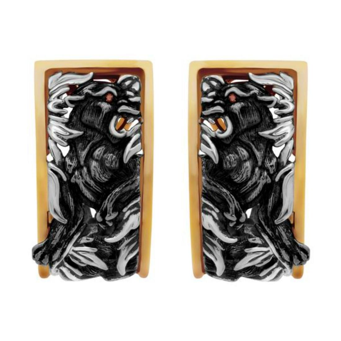 Magerit Puma Gold Silver Diamond Spessartite Earrings (1 of 2)