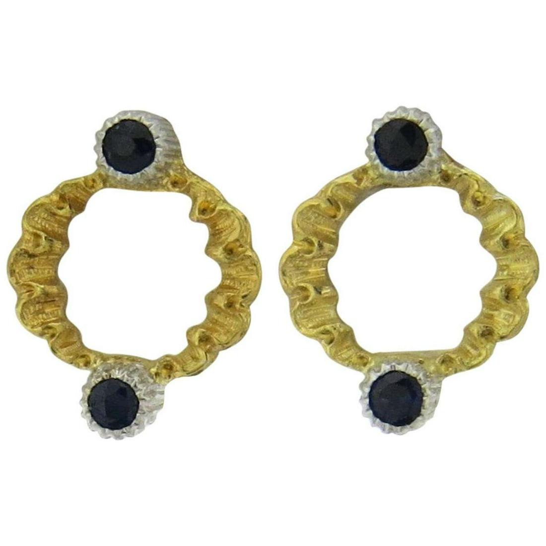 Buccellati Sapphire Gold Open Circle Earrings (1 of 4)