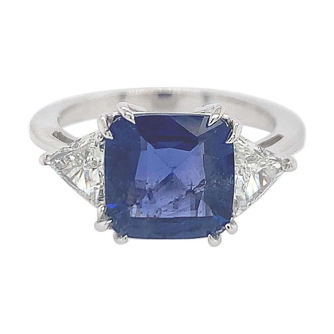 3ct Sapphire Diamond 18k Gold Engagement Ring (1 of 4)