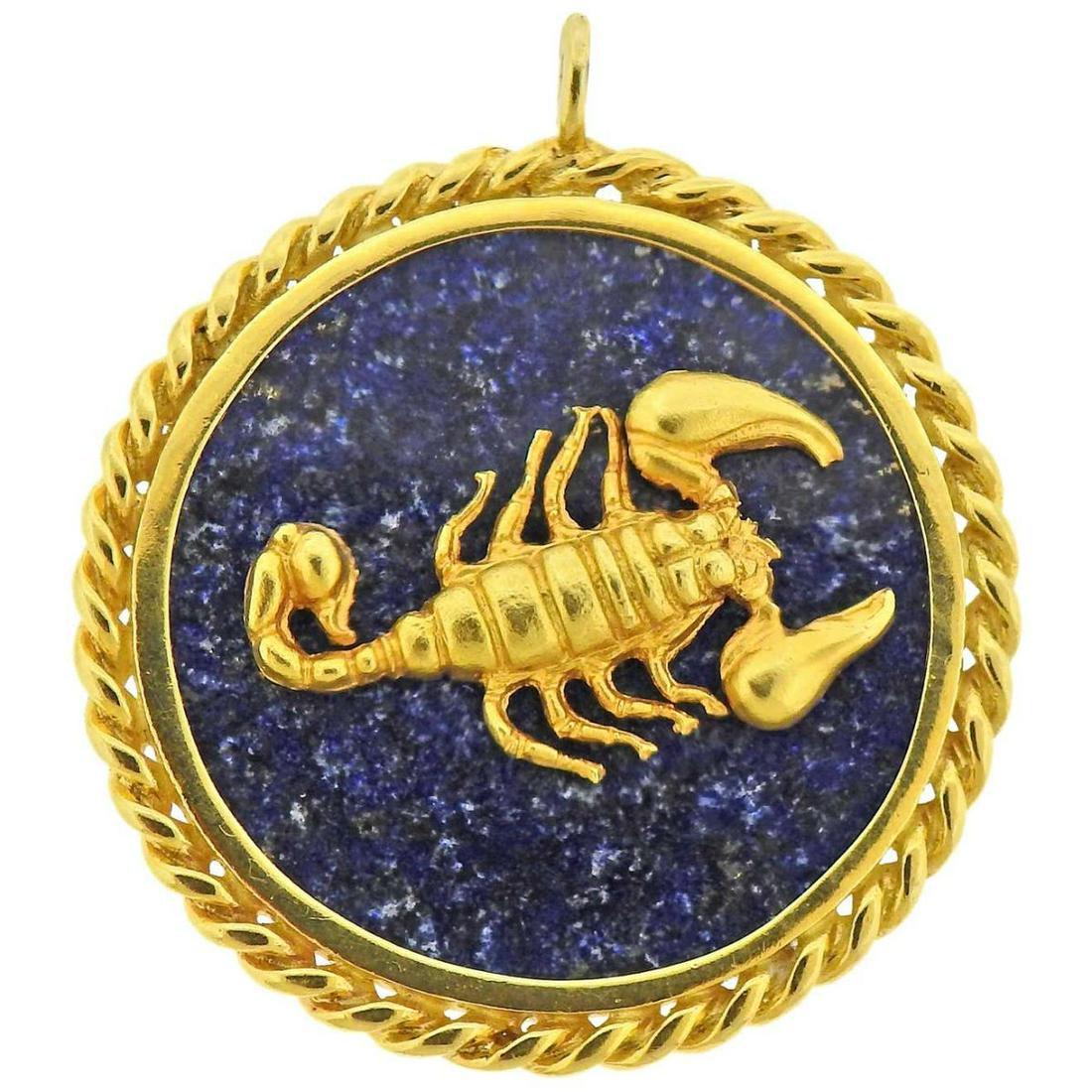 Lapis Lazuli Gold Scorpio Zodiac Sign Pendant (1 of 3)