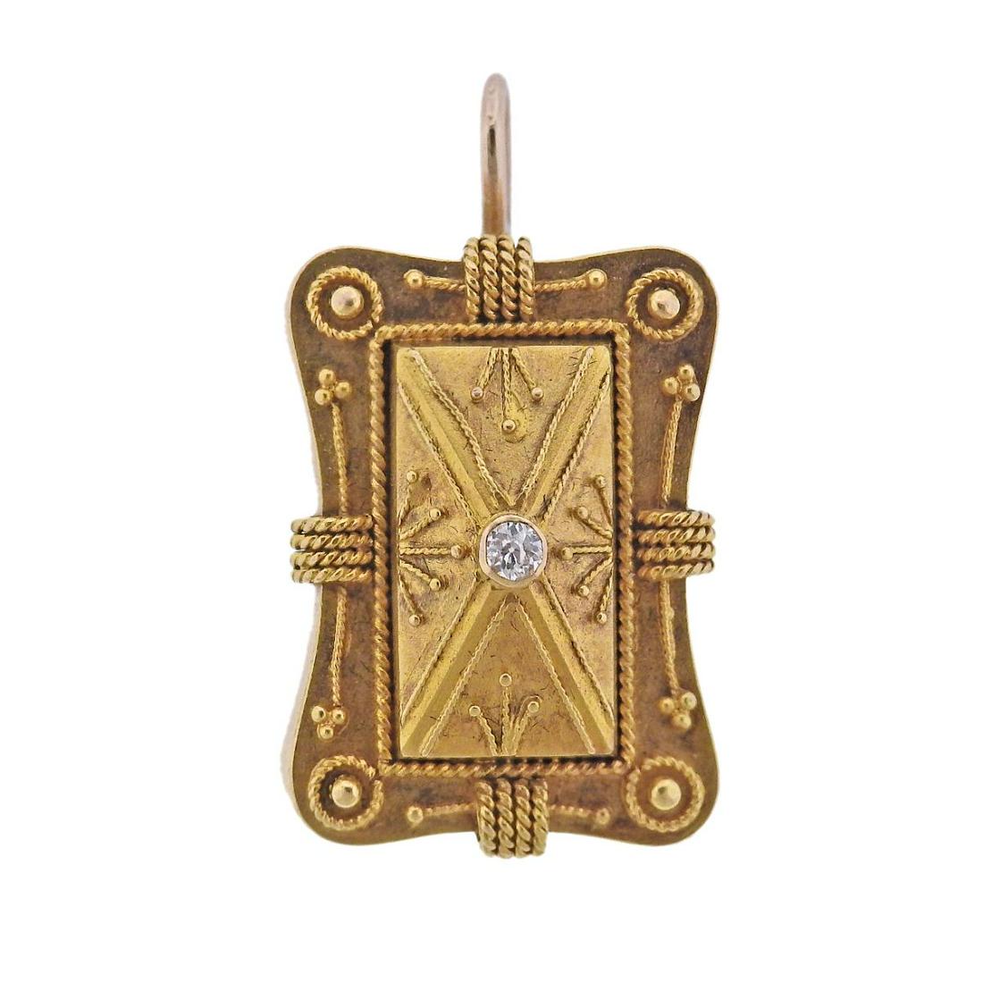 Antique Victorian 14k Gold Diamond Pendant (1 of 3)
