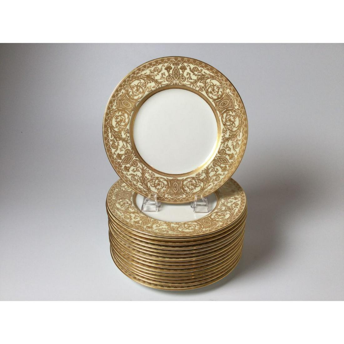 Royal Worcester Gold Encrusted Luncheon Plates: Set of 16 plates. 9 1/4” diameter.