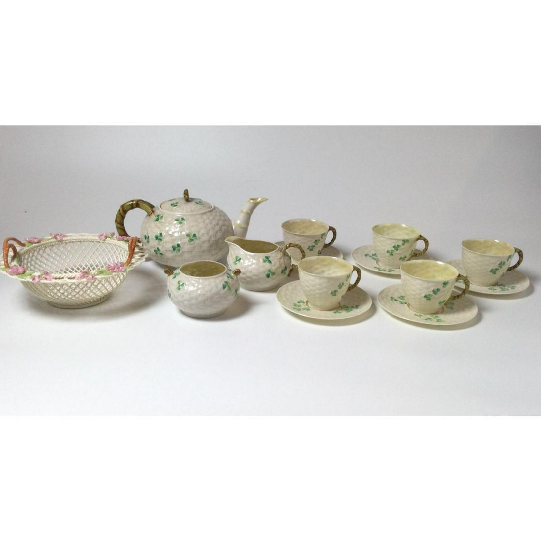 Belleek Tea set and Woven Bowl (1 of 6)