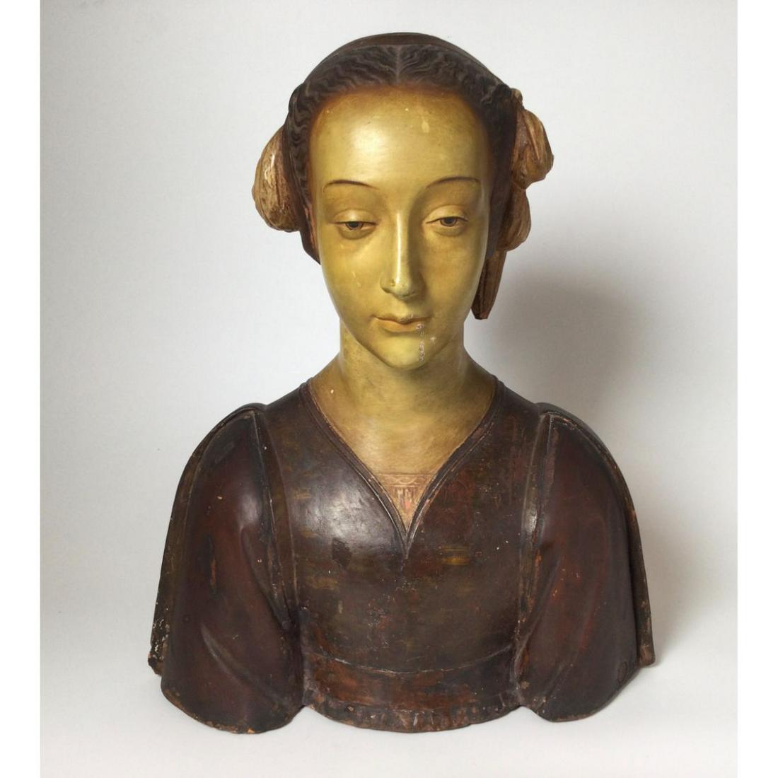 Late 19th C Polychromed Italian Terracotta Bust after (1 of 8)