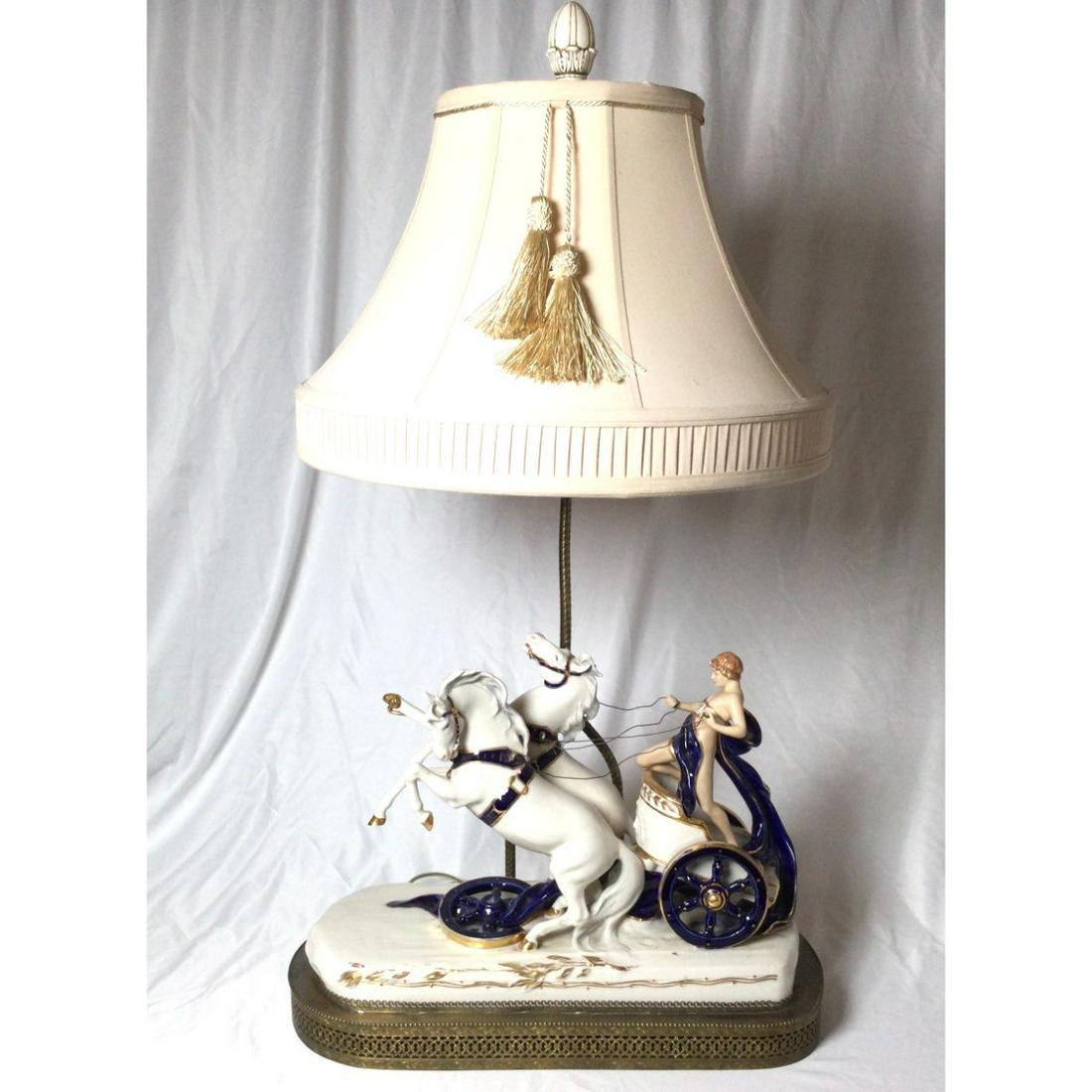 Porcelain Roman with Chariot Lamp (1 of 4)