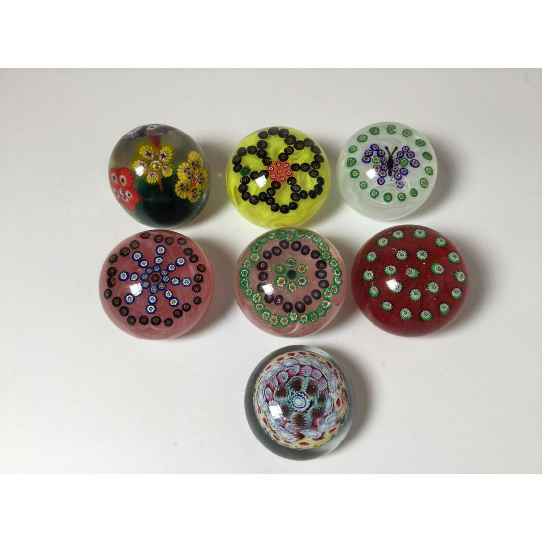 Lot of 7 Millefiori Glass Paperweights (1 of 4)