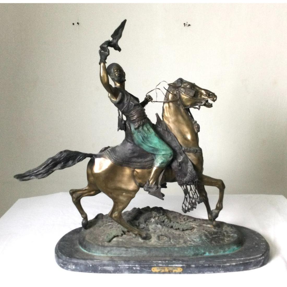 Large Cold Painted Bronze Mounted Falconeer P.J. Mene (1 of 7)