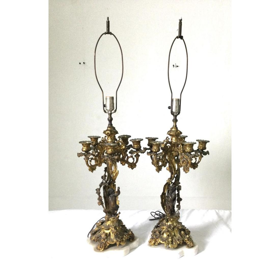 Pair of French Bronze Candelabras with Putty Lamps (1 of 6)