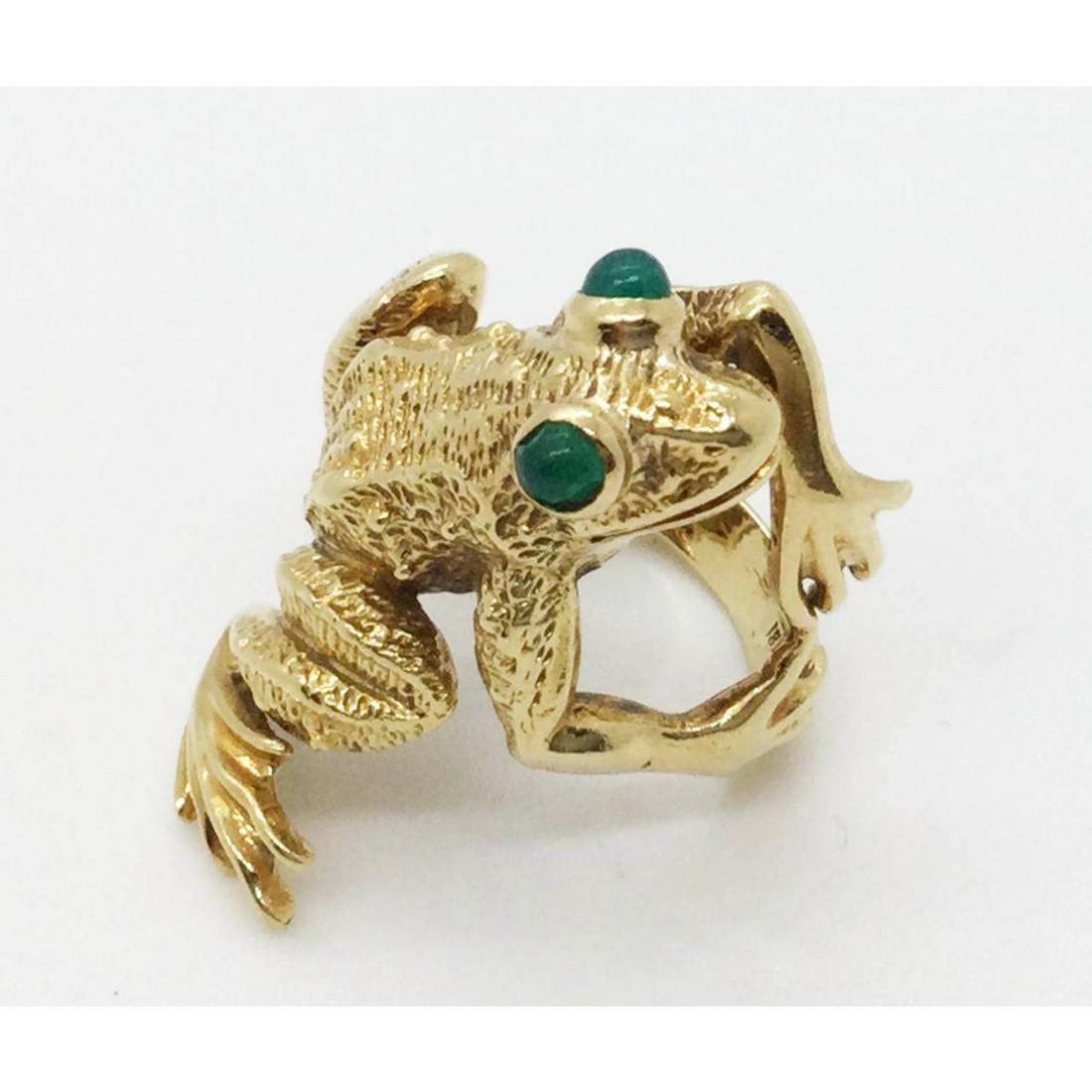 18 kt Gold Frog with Chrysoprase Eyes (1 of 6)