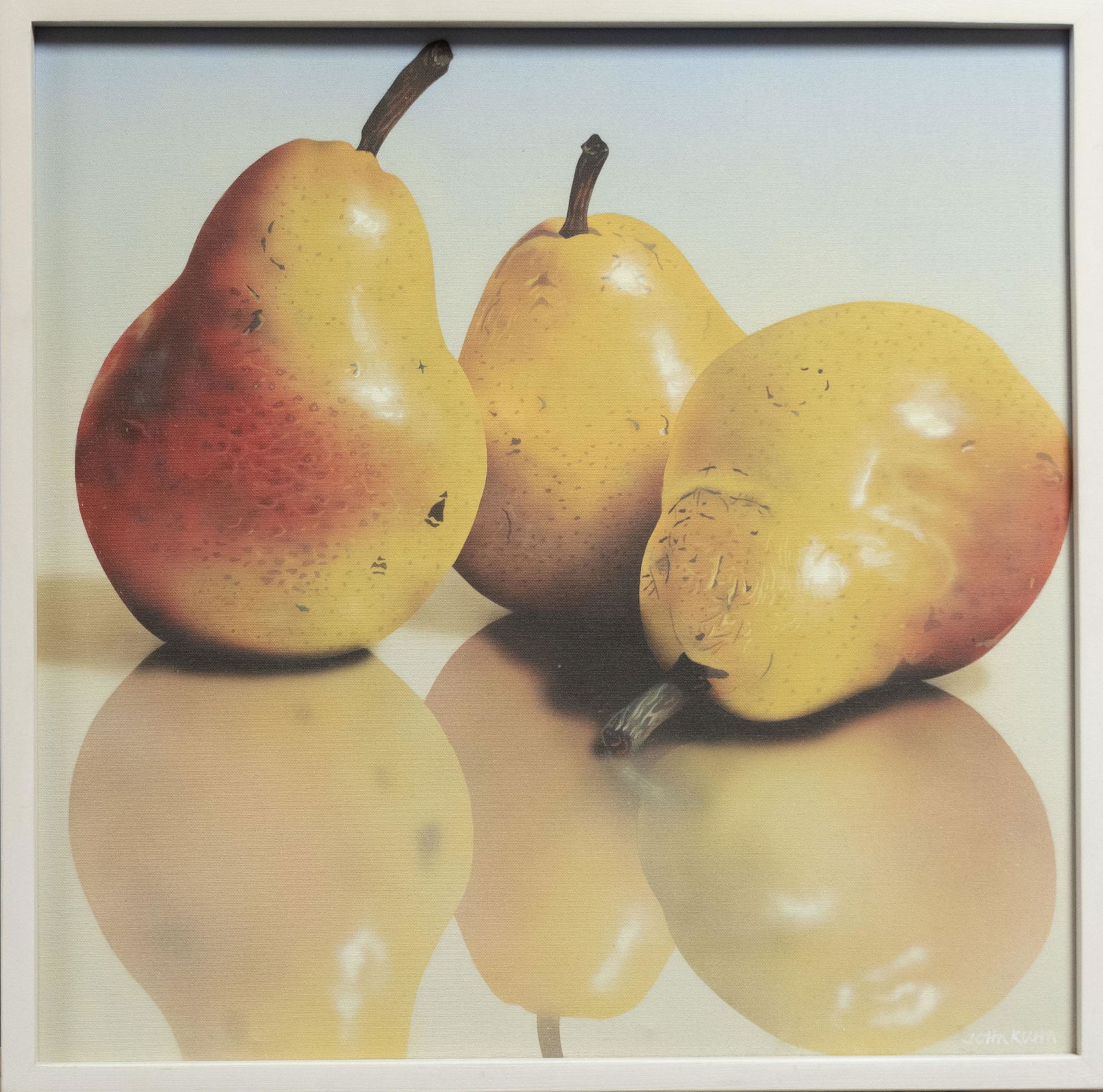 John Kuhn, American (b. 1948), Three Yellow Pears,,: John KuhnAmerican (b. 1948)Three Yellow Pears acrylic on canvas signed lower right framed.24 x 24 inches