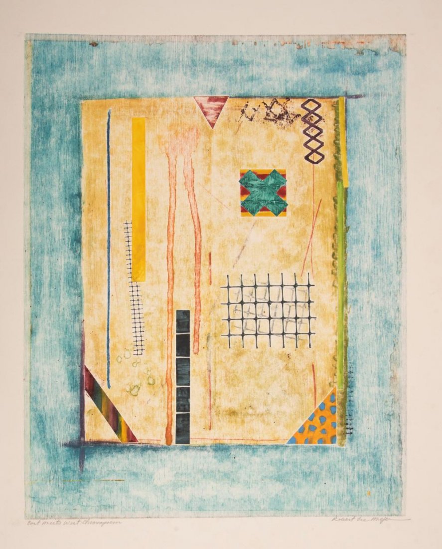 Robert Lee Mejer, American (b. 1944), East meets West,: Robert Lee MejerAmerican (b. 1944)East meets Westcolor monotype Two unframed works on paper signed and titled.22 x 17 inches