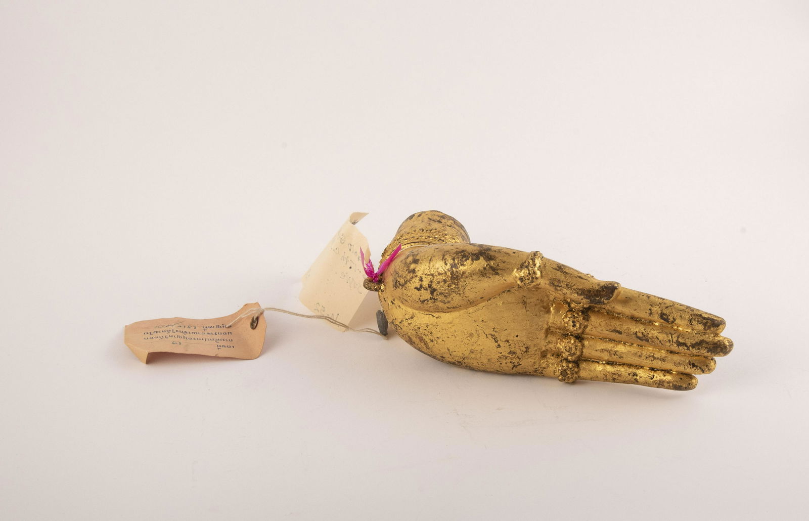 Thai gold brushed bronze Buddha's hand, 17th-18th (1 of 2)