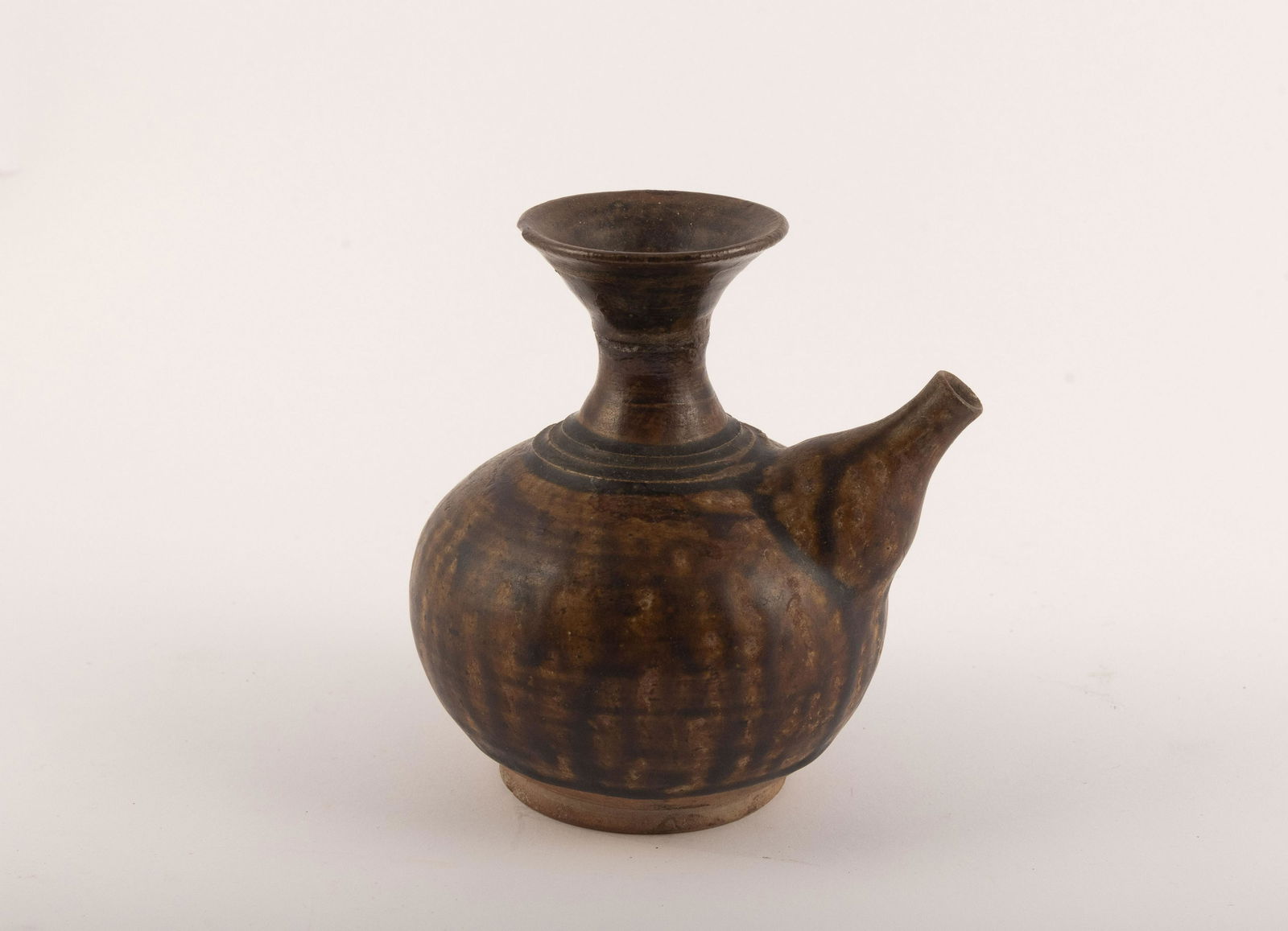 Antique Asian brown glazed pottery water dropper (1 of 2)