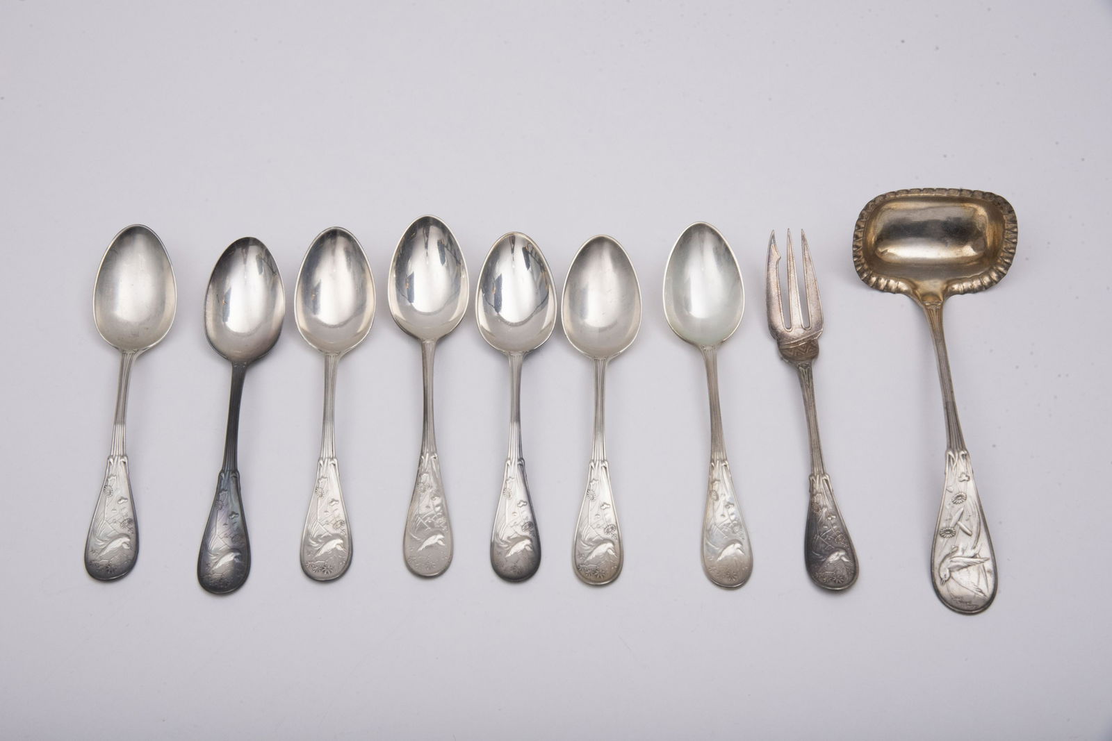 Nine Pieces Tiffany & Co. Sterling Audubon Pattern (1 of 2)