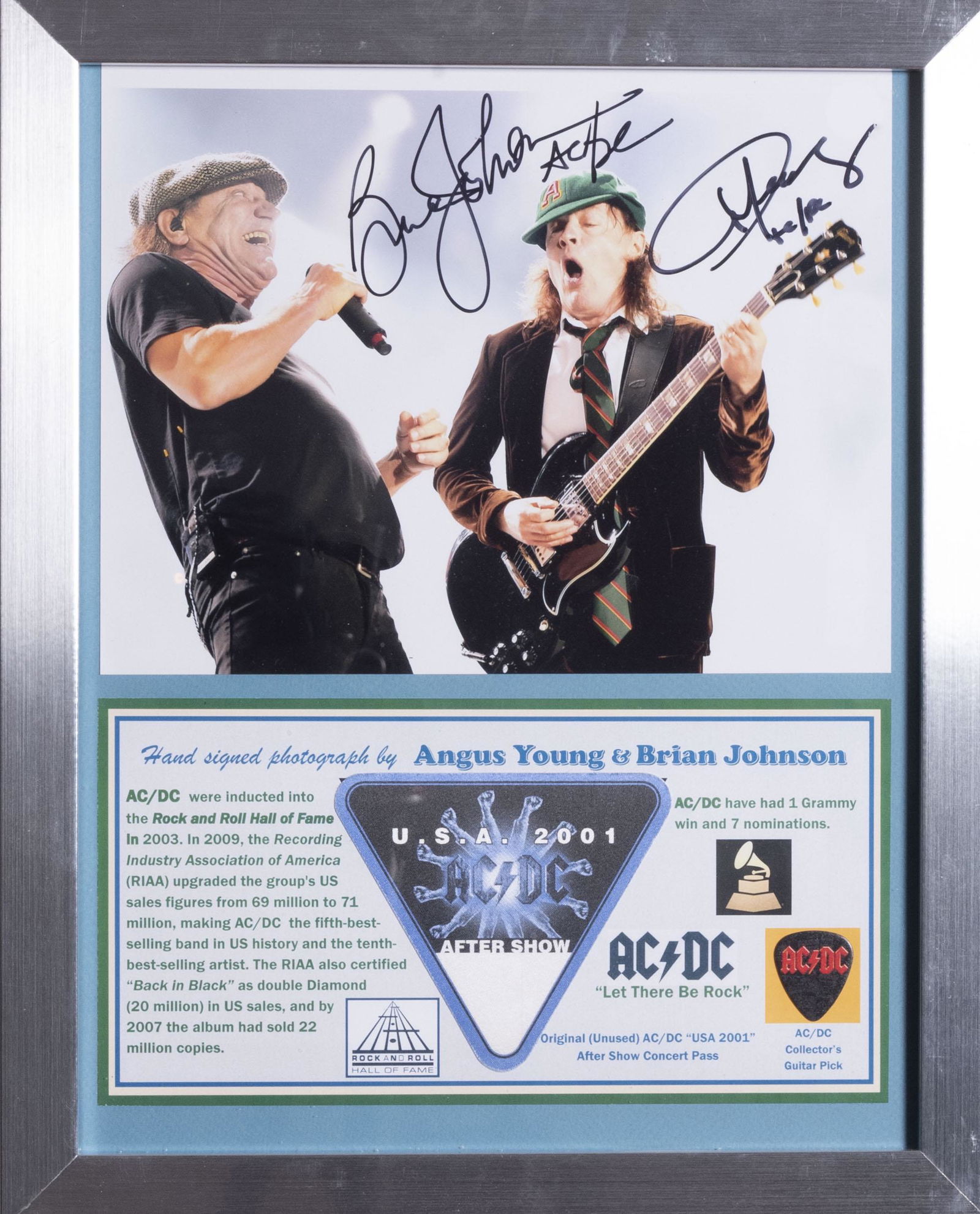 AC/DC Signed Photo, Concert Pass And Pick (1 of 1)