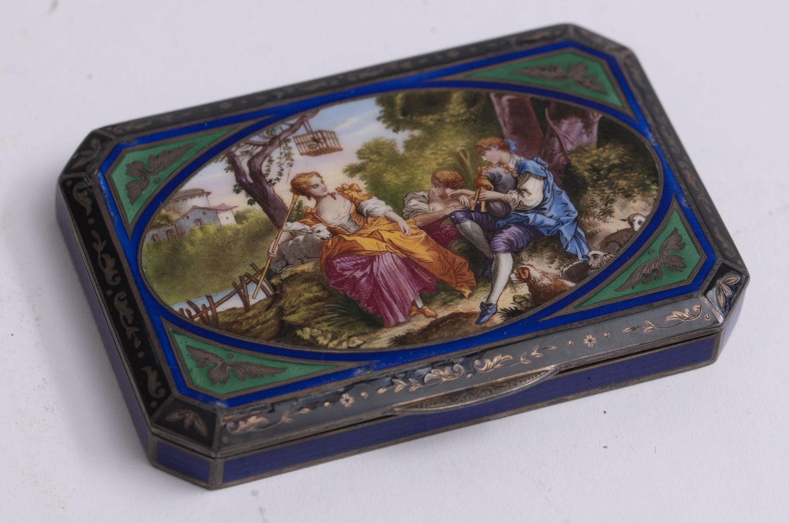 A Fine Antique French Enamel on Silver Box 2 1/2 x 3 (1 of 2)