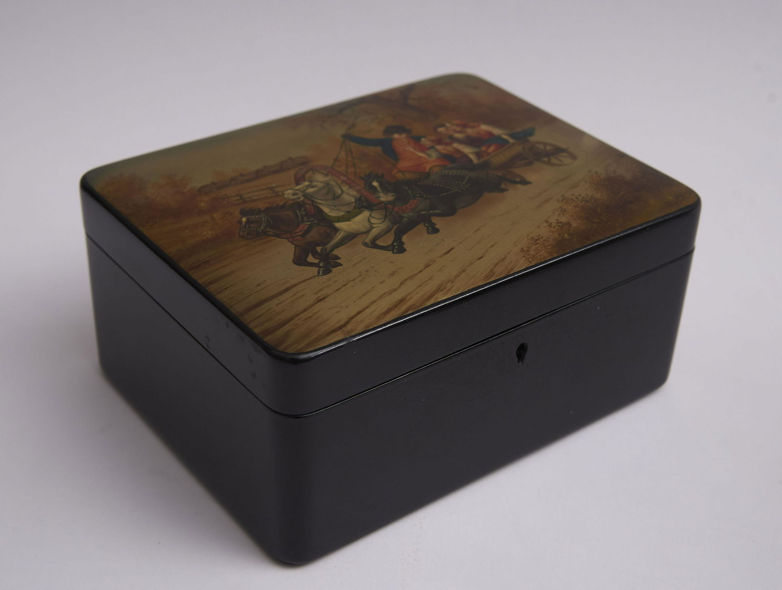 19th Century Russian Lacquer Cigar Box 3 1/2 x 7 1/2 x (1 of 3)